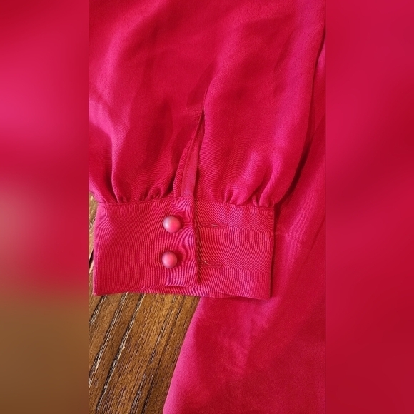 Pendleton classic chiffon style pleated maroonlong sleeve button down blouse 14 - Picture 10 of 16